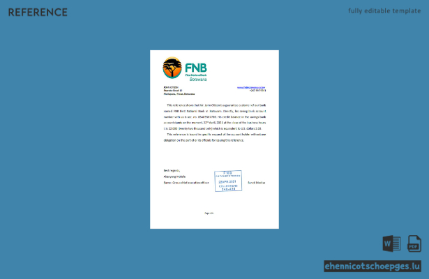 Botswana FNB of Botswana Referenzbeispiel-Vorschau